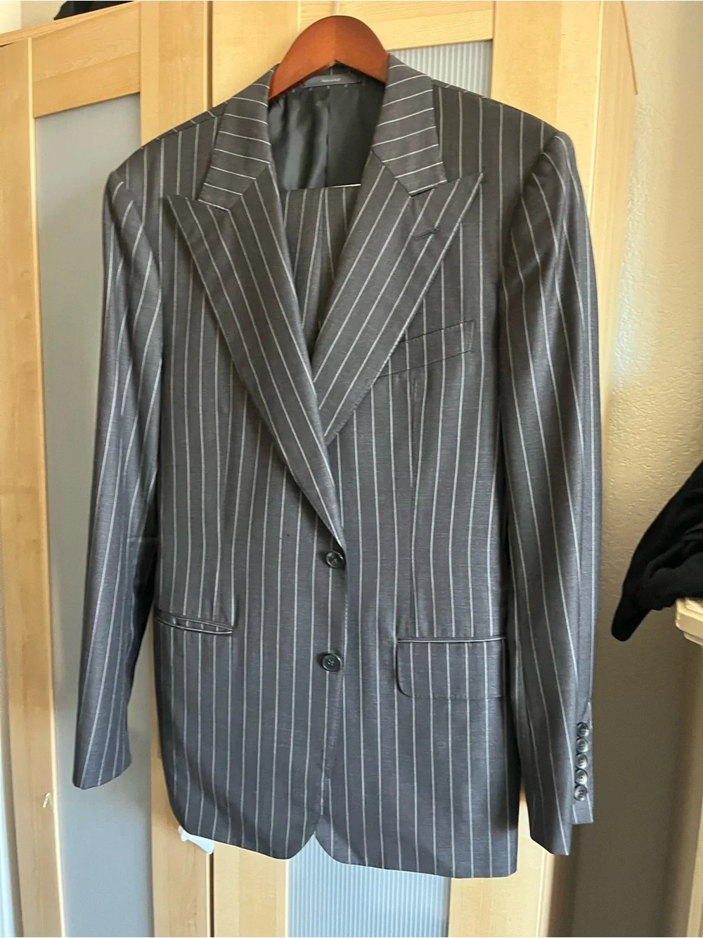 Gucci Charcoal Gray Pinstripe Two-Button Suit